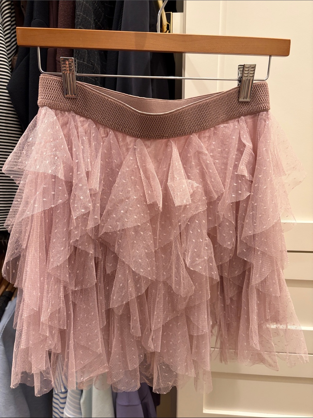Anthropologie Dusty Pink Layered Tulle Mini Skirt